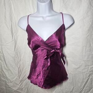 Vintage y2k pink Magenta satin babydoll top